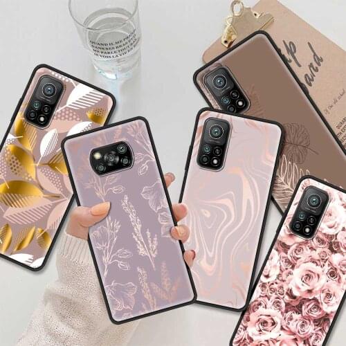 Rose Pink Butterfly Phone Case For Xiaomi Poco X3 NFC M3 Pro F3 GT Note 10 Lite CC9E CC9 A3 Pocophone F1 Black Soft TPU Shell