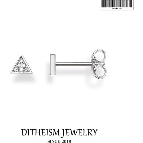 Triangle Pave Stud Earrings, 2018 New Zirconia Fashion Jewelry 925 Sterling Silver Trendy Gift For Women Girl Lover