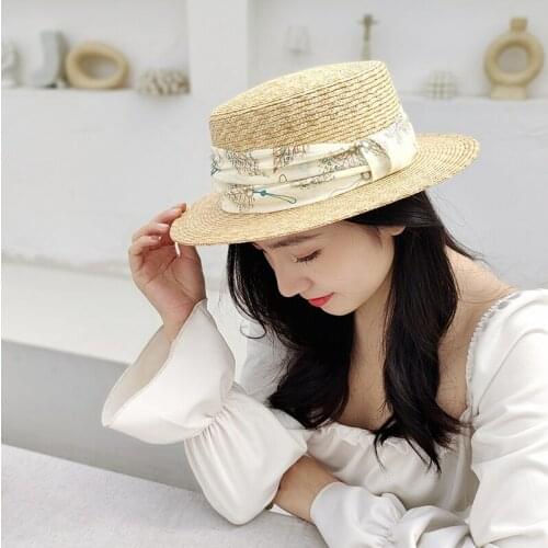 New Elegant Beach Straw hat Summer Hats for women Retro Flat hat brim hand-made Hollow design Raffia love outdoor sun protection