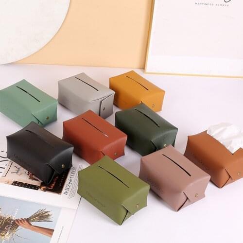 Nordic Tissue Box Cover Napkin Holder Leather Square Tissuebox Container Car Kitchen House Hotel Table Desktop Paper Holder Cute