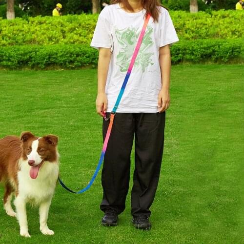 KANGFEILE Nylon Soft Pet Dogs Chain Traction Rope Leads Free Hands Diagonally Dog Rope Explosion-proof Chain for Large Dog D2321