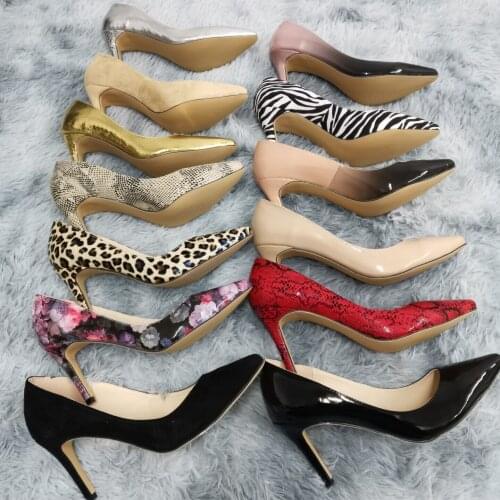 Women Pumps 13 Style New Classic Sexy Pointed Toe 9cm mid High Heels Colorful Faux Suede Black red Office Party Wedding Shoes