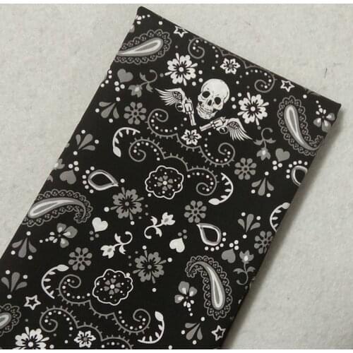 Vintage Punk Cool Black Skull Gun Floral Printed Cotton Fabric 50x105cm Floral Skull Fabric Patchwork Cloth Dress Home Decoratio