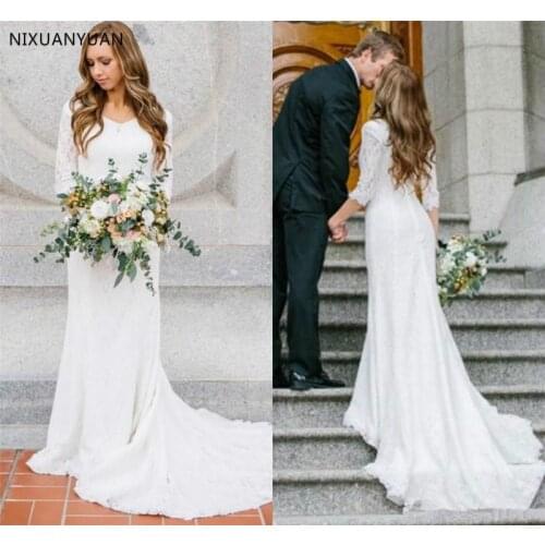 Vintage Boat Neck Lace Long Sleeve Wedding Dresses with Detachable Skirt Plus Size Illusion 2021 Vestido De Noiva Bridal Gown