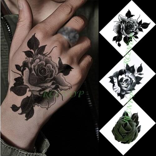 Waterproof Temporary Tattoo Sticker Rose Blooming Flowers Middle Size In Hand Flash Tattoo Fake Tattoo for Men Women Girl 3pcs