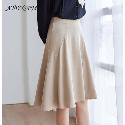 Art Ladies Pleated Skirts Preppy Style Loose Casual Black Khaki Skirt 2021 Summer Autumn High Waist A-Line Midi Skirts Women