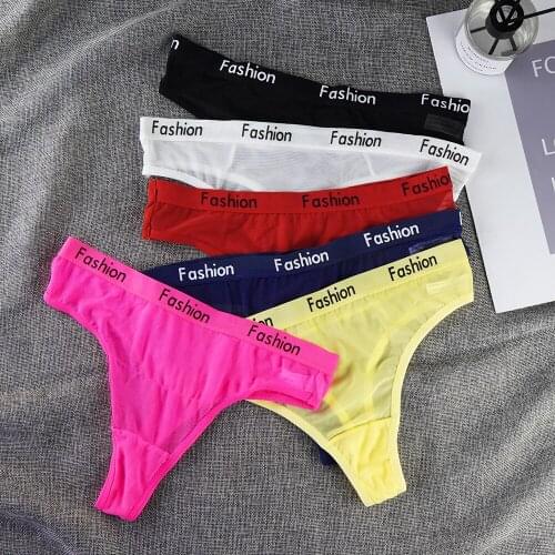1 Piece Sexy G String Thongs Underwear Women Lingerie Femme Panties for Lady Letter Solid Color T-back Sexy Mesh Sport Style