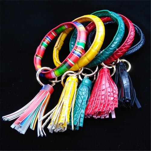 Long Tassel women Bangle Green Yellow Red Rainbow Snake Fashion Leopard Leather Bracelets Women Female Wedding Jewelry
