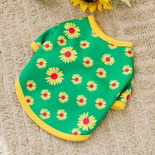Pet Dog Sweater Cute Daisy Printed Pet Coat Soft Dog Shirt Jacket Sweatshirt Cat Sweater Chihuahua Teddy Pets Clothing Outfit