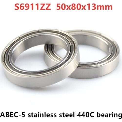 10pcs ABEC-5 S6911ZZ S6911-2Z 50*80*13 mm stainless steel 440C deep groove ball bearing 6911 50x80x13 mm