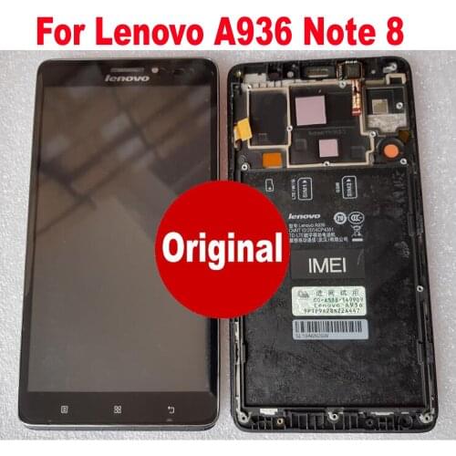 100% Original LCD Display Touch Screen Digitizer Assembly with Frame For Lenovo A936 Note 8 Note8 Sensor Smartphone Parts