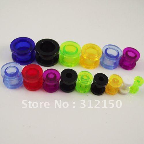 160pcs Free Shipping transparent Colorful Ear Expander Stretchers Ear Plugs UV Body Piercing Jewelry MIXED 8 sizes Flesh Tunnel