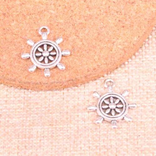 17pcs Tibetan Silver Plated ships wheel helm rudder Charms Pendants for Jewelry Making DIY Handmade Craft 22*20mm