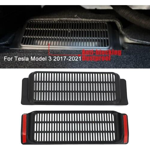 2PCS Car Air Outlet Cover For Tesla Model 3 2017 2018 2019 2020 2021 Model3 LR Under Seat Air Vent Anti-blocking Dust Cover Net