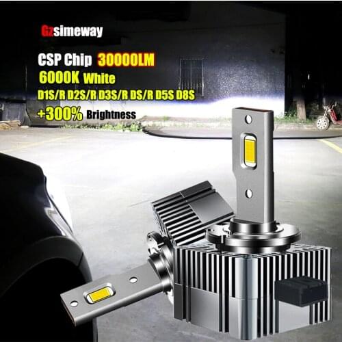 2PCS D1S D3S Plug And Play Car LED Headlight 30000LM 6000K HID D3R D1R D2S D2R D4R D4S D5S D8S Built-in Canbus LED Auto Lamp 12V