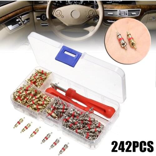 240pcs/set Assorted Car A/C Air Conditioning R134a Valve Core + 2pcs Remover Tool Kit High Quality For Toyota Honda Lexus Nissan