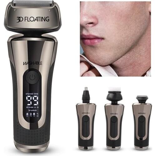 4 In 1 Reciprocating Electric Shaver USB Recharge Razor Knife Head Washing Mens Hair Clipper Nose Hair Trimmer Grooming Kit