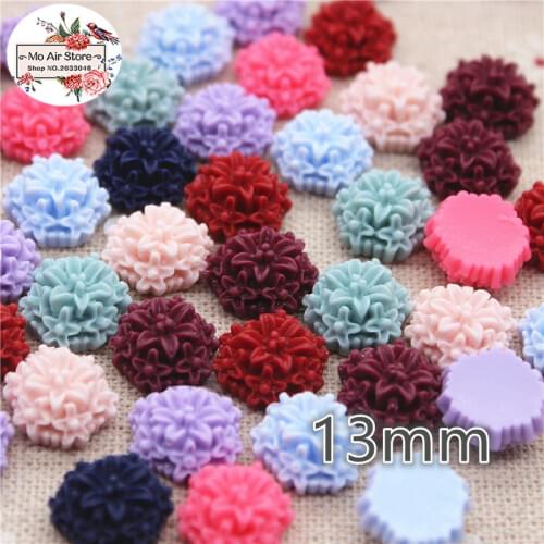 50pcs 12mm vintage Mixed Color flower resin flatback cabochon DIY jewelry/phone decoration No Hole