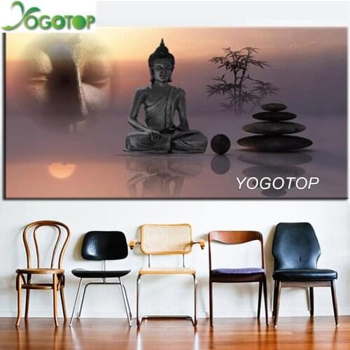 Large diy diamond painting full drill Buddha religion Zen diamond art embroidery puzzle mosaic decor gift,Stone, bamboo YY2803