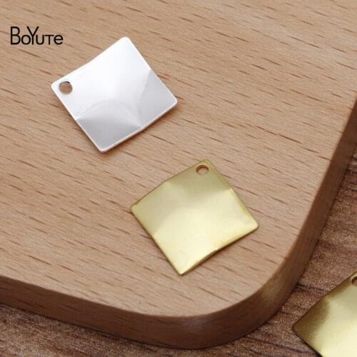 BoYuTe Wholesale (200 Pieces/Lot) Metal Brass Stamping 11MM Square Charms for Jewelry Making Accessories