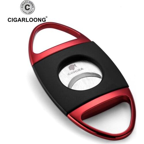 COHIBA Cigar Cutter Brand New Stainless Steel Metal Classic Cigar Cutter Guillotine With Gift Box Cigar Scissors Gift CL-010