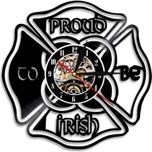 Proud to be Irish Vinyl Record Wall Clock St Patricks Day Hanging Clock Irish Clover Leaf Watch Home Decor Irish Pride Gift