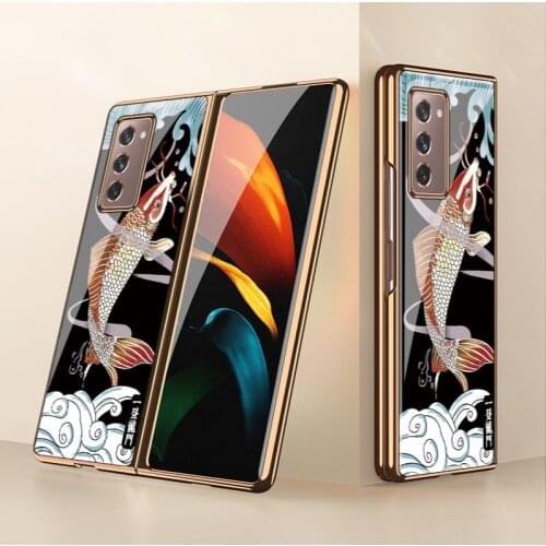 For Samsung zfold2 mobile phone case Galaxy Z fold2 folding protective case f9160 glass male personality electroplating