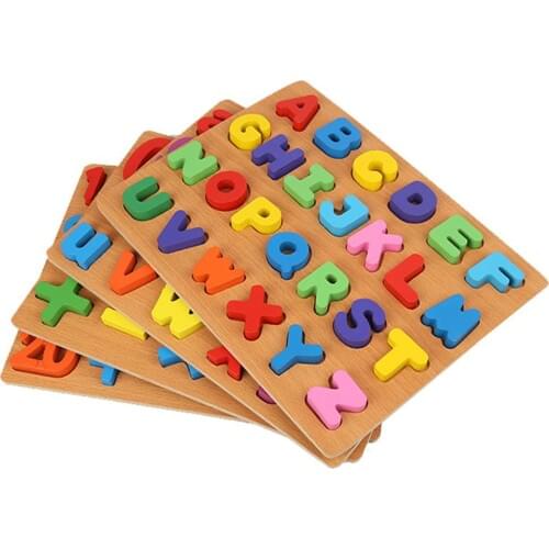 Children Alphabet ABC Numbers Wooden Learning Toy Kids Educational Puzzle Board for learning kids gift Promotes hand eye ability