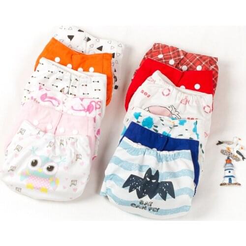 Button printed cloth diaper baby creative cartoon diaper pocket children leak-proof diaper pants adjustable baby diapers