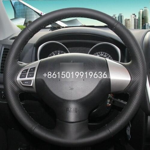 DIY Black Leather Car Steering Wheel Cover for Mitsubishi Lancer EX Outlander ASX Colt Pajero Sport