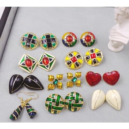 Retro Enamel Earrings mixed color fashion Earrings sweet Love Earrings