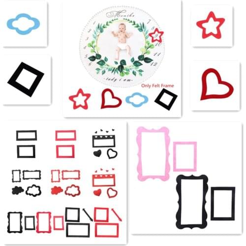 Felt Frame Newborn Baby Growth Milestone Blanket Photography Props Frame Can circle the Background Cloth date Circle the date