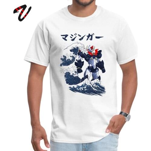 Print Manga Tshirt Mazinger Wave White T-Shirt for Men Hot Sale Lovers Day Round Collar 100% Cotton Short Sleeve Anime T Shirt