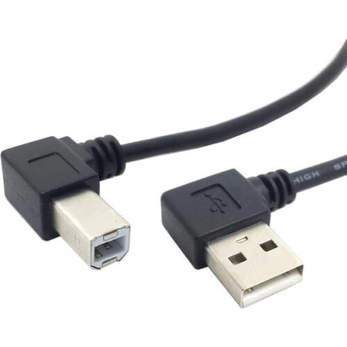 Left Angled USB 2.0 A Male to Left Angled B Male 90 degree Printer Scanner Cable 20cm