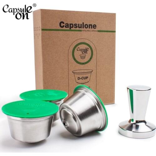 Capsulone/STAINLESS STEEL Metal capsule pod Compatible with dolce gusto Machine Refillable Reusable capsule and tamper