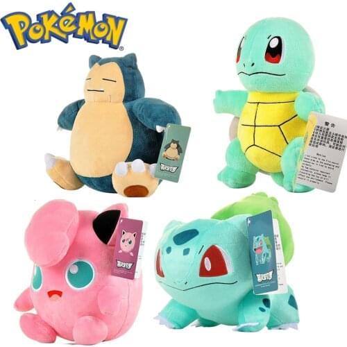 Kawaii Pokemon Plush Doll Anime Cartoon Cute Pokémon Snorlax Jigglypuff Squirtle Bulbasaur Short Stuffed Doll Model Kid Toy Gift