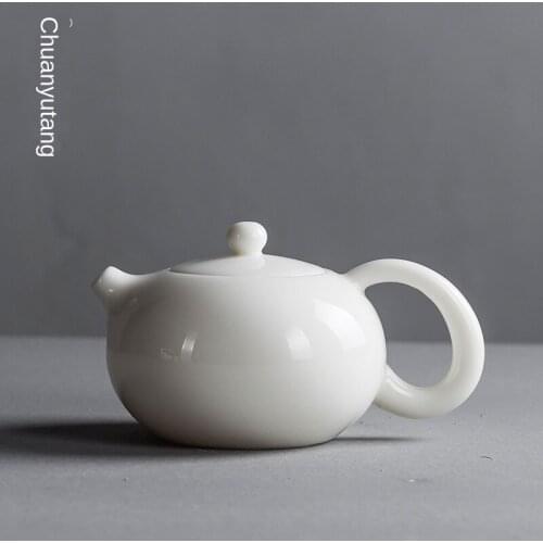 Ceramic Whiteware Jade Porcelain Tea Pot Beauties Pot Entirely Handmade Ceramic White Jade Teapot Set TieGuanYin Tea Porcelain