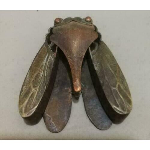 Chinese old Copper Handmade Carved Cicada Collectable Snuff box