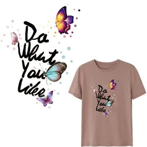 Beautiful butterfly Letter Patches Heat Transfer Iron On Patch A-level Washable Clothes Stickers Easy Print Irons Decor
