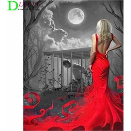 Red sexy girl person diamond painting 5d diy diamond embroidery full square cross stitch mosaic new product home decoration gift
