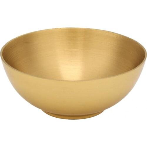 Gold Round Food Bowl Thick Double-layer Container Pure Brass Bowl Copper Bowls Fruit Soup Noodle Bowl Kitchen Tableware Hot
