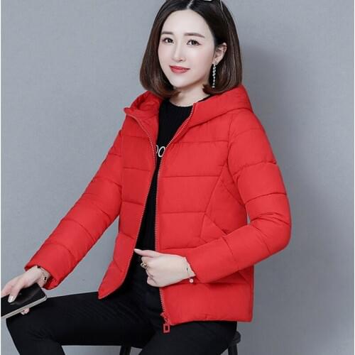 2020 Hooded Women Winter Jacket Short Cotton Padded Outerwear Warm Solid Parka Women Basic Coat Plus Size M-3XL Female Tops 956