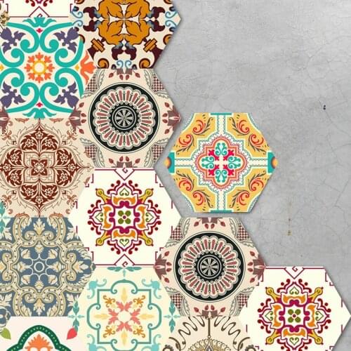 LBER Non-Slip Vinyl Floor Sticker for Home Decor, Hexagon Pvc Wall Tile Decal, Peel and Stick Self-Adhesive, for Living Room Kit