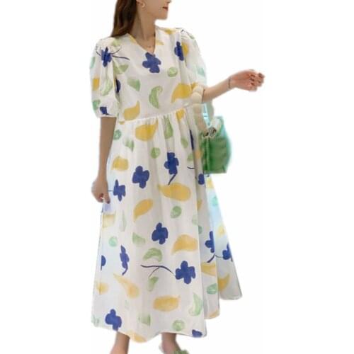 Summer Dress Clothes for Pregnant Women Loose Fresh Sweet Woman Dress V Neck Casual Womens Dresses Women Pregnancy Dresses