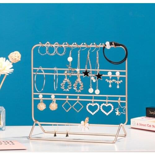 Ins Metal Jewelry Organizer Rack Necklace Earring Holder Shelves Home Decor Watch Keys Display Stand Bathroom Accessories Case