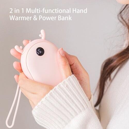 Mini Hand Heater Electric Heaters Portable USB Rechargeable Winter Hand Warmer 2 IN 1 Hands Heater Power Bank Heating Pad