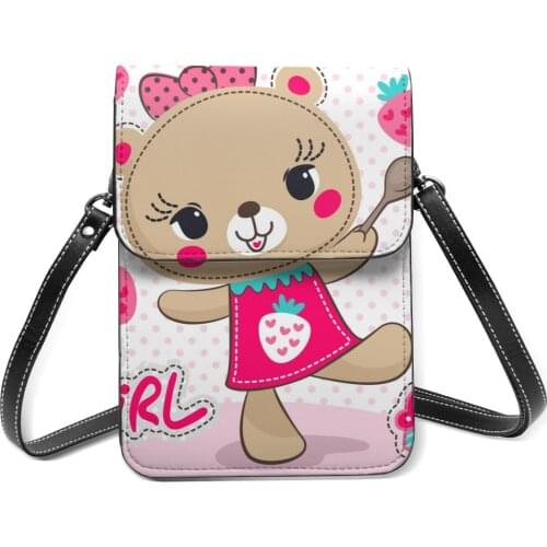 Cartoon Bear Girl With Strawberry Cupcake Fashion Card Holder Wallet 2021 New Female Wallets Women Zipper Strap Coin Purse