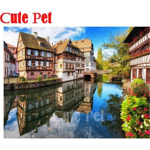 European landscape DIY diamond cross stitch kit home decor 100% resin inlaid 5D embroidery rhinestone painting