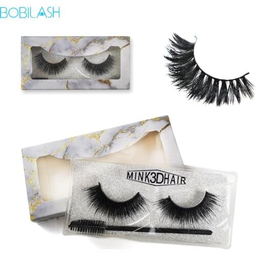 BOBILASH 1Pair Mink Eyelashes Set Natual Soft Reusable Cross Lashes Extension Tools With Tray &1PCS Eyelashes Brush