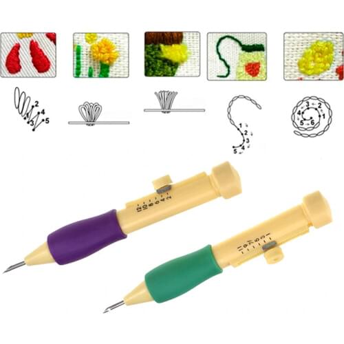 Magic Embroidery Pen Punch Needle Set 3 Needles 2 Threaders Sewing Craft Tools DIY Craft Knitting Sewing Tool Kit for Embroidery